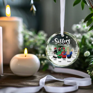 Life Is Better With True Friends - Bestie Personalized Custom Circle Glass Ornament - Christmas Gift For Best Friends, BFF, Sisters