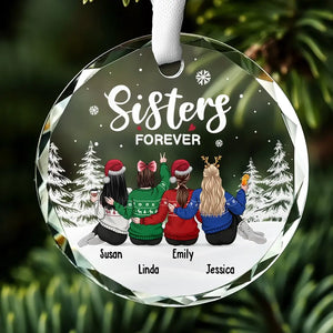 Life Is Better With True Friends - Bestie Personalized Custom Circle Glass Ornament - Christmas Gift For Best Friends, BFF, Sisters