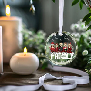 Family Forever - Family Personalized Custom Circle Glass Ornament - Gift For Family Members