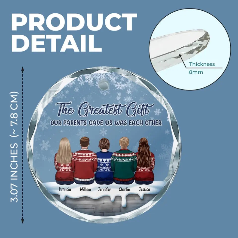 One Of Life's Greatest Blessings - Family Personalized Custom Circle Glass Ornament - Christmas Gift For Family Members
