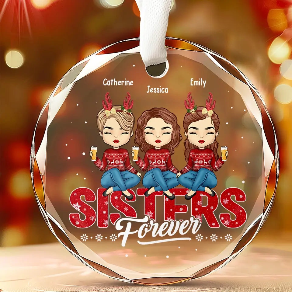 Holiday Hugs To My Best Friend - Bestie Personalized Custom Circle Glass Ornament - Christmas Gift For Best Friends, BFF, Sisters