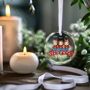 Holiday Hugs To My Best Friend - Bestie Personalized Custom Circle Glass Ornament - Christmas Gift For Best Friends, BFF, Sisters