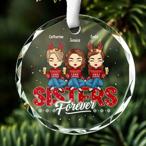 Holiday Hugs To My Best Friend - Bestie Personalized Custom Circle Glass Ornament - Christmas Gift For Best Friends, BFF, Sisters