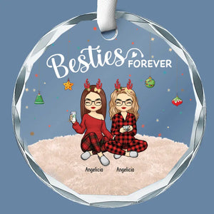 Beautiful Keepsake For Lifelong Friends - Bestie Personalized Custom Circle Glass Ornament - Christmas Gift For Best Friends, BFF, Sisters