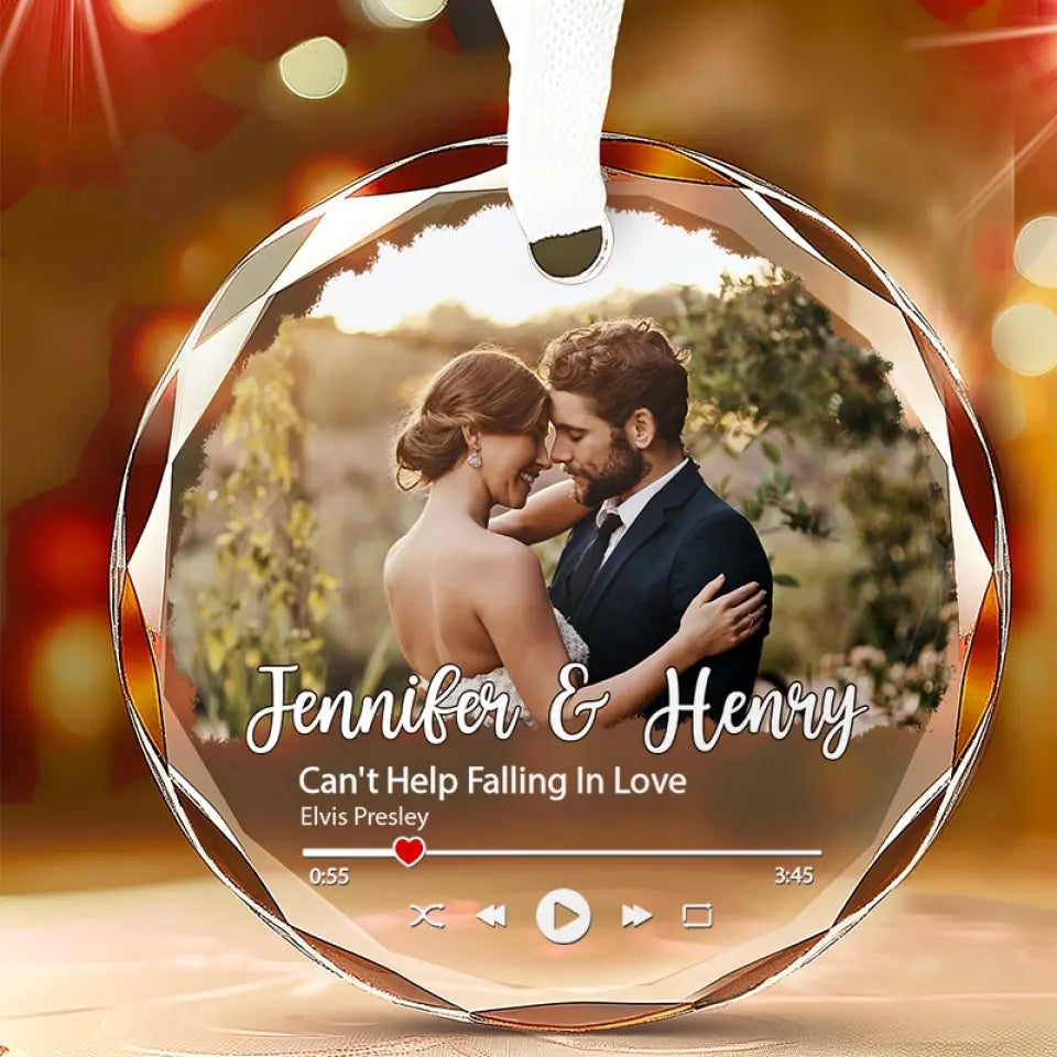 Custom Photo I Want A Love Where We Talk All Night Long - Couple Personalized Custom Circle Glass Ornament - Gift For Husband Wife, Anniversary