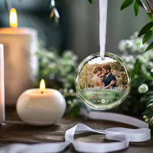 Custom Photo I Want A Love Where We Talk All Night Long - Couple Personalized Custom Circle Glass Ornament - Gift For Husband Wife, Anniversary