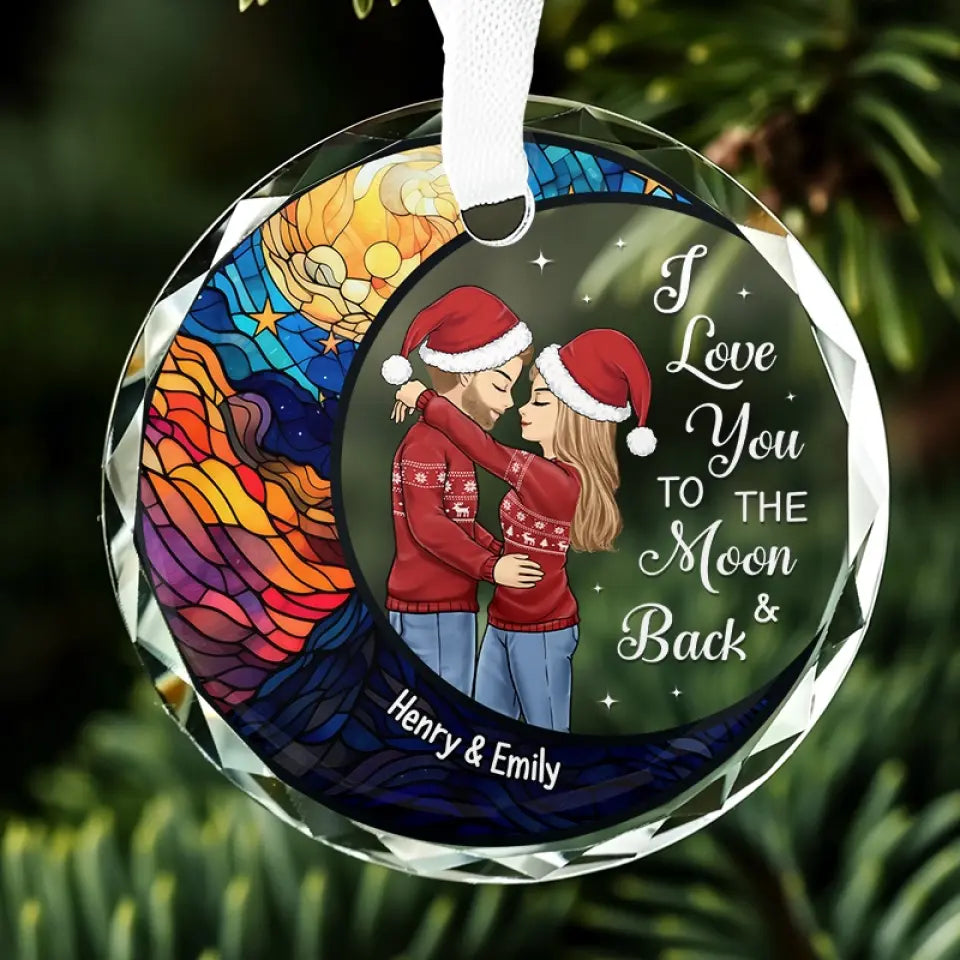 I Love You Today, Tomorrow, Forever - Couple Personalized Custom Circle Glass Ornament - Gift For Husband Wife, Anniversary