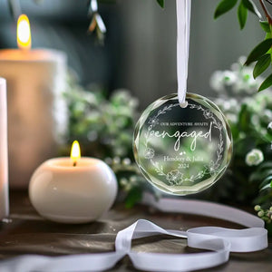 Our Adventure Awaits - Couple Personalized Custom Circle Glass Ornament - Gift For Husband Wife, Anniversary