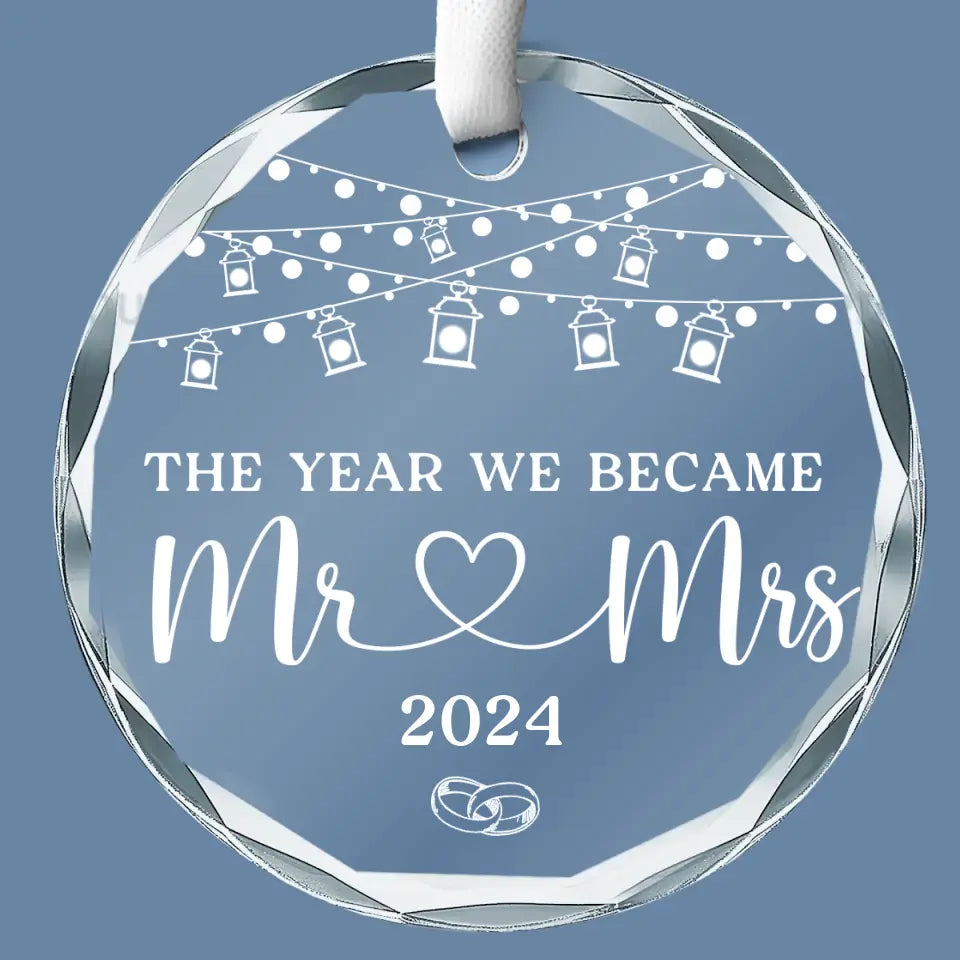The Year We Became One - Couple Personalized Custom Circle Glass Ornament - Gift For Husband Wife, Anniversary
