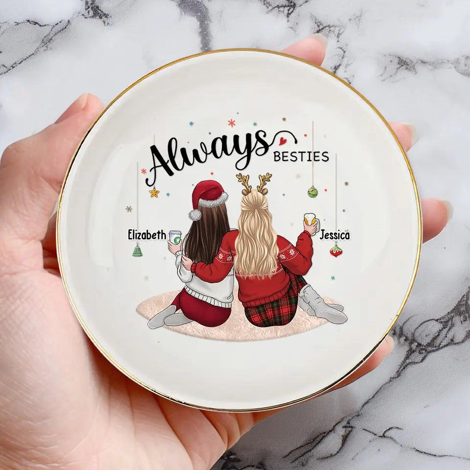 True Friends Are Like Diamonds - Bestie Personalized Custom Jewelry Dish - Christmas Gift For Best Friends, BFF, Sisters