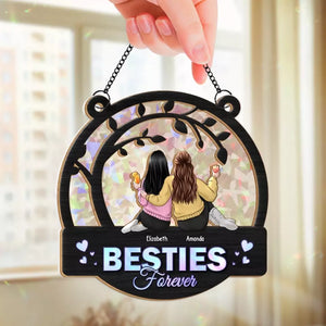 Sisters Forever - Bestie Personalized Window Hanging Suncatcher - Christmas Gift For Best Friends, BFF, Sisters