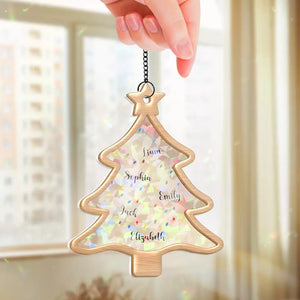 Fairy Lights On Winter Nights - Family Personalized Window Hanging Suncatcher - Christmas Gift For Family Members