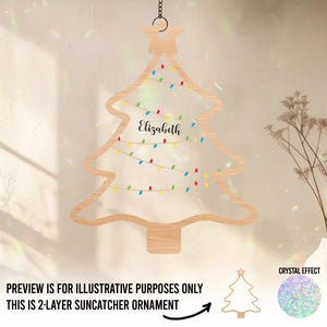 Fairy Lights On Winter Nights - Family Personalized Window Hanging Suncatcher - Christmas Gift For Family Members