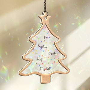 Fairy Lights On Winter Nights - Family Personalized Window Hanging Suncatcher - Christmas Gift For Family Members