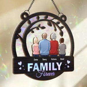 Family Forever - Family Personalized Window Hanging Suncatcher - Gift For Family Members