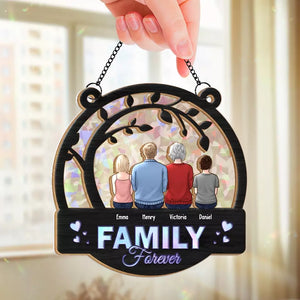 Family Forever - Family Personalized Window Hanging Suncatcher - Gift For Family Members