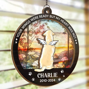 You Left Paw Prints On Our Hearts - Memorial Personalized Window Hanging Suncatcher - Sympathy Gift For Pet Owners, Pet Lovers