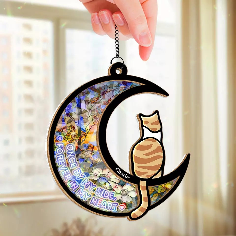 Once By My Side, Forever In My Heart - Memorial Personalized Window Hanging Suncatcher - Sympathy Gift For Pet Owners, Pet Lovers