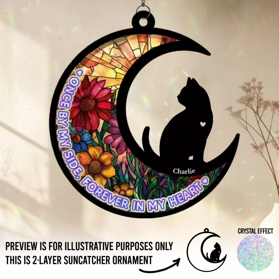 A Meow Is A Message To The Heart - Memorial Personalized Window Hanging Suncatcher - Sympathy Gift For Pet Owners, Pet Lovers