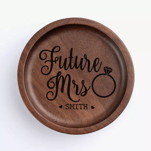 Future Mrs - Couple Personalized Custom Wooden Jewelry Dish - Gift For Husband Wife, Anniversary