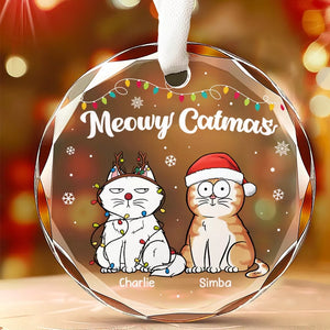 Happy Pawlidays - Dog & Cat Personalized Custom Circle Glass Ornament - Christmas Gift For Pet Owners, Pet Lovers