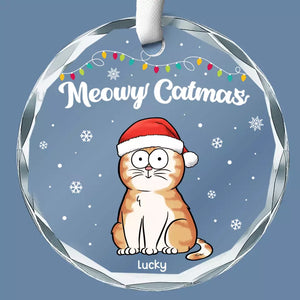 Happy Pawlidays - Dog & Cat Personalized Custom Circle Glass Ornament - Christmas Gift For Pet Owners, Pet Lovers