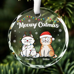 Happy Pawlidays - Dog & Cat Personalized Custom Circle Glass Ornament - Christmas Gift For Pet Owners, Pet Lovers