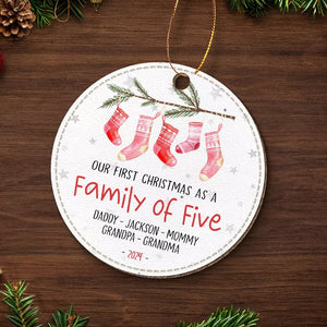 Bring Your Loved Ones Into The Joy Of Christmas - Family Personalized Custom Leather Ornament - Christmas Gift For Family Members, Baby Kids, Newborn Baby