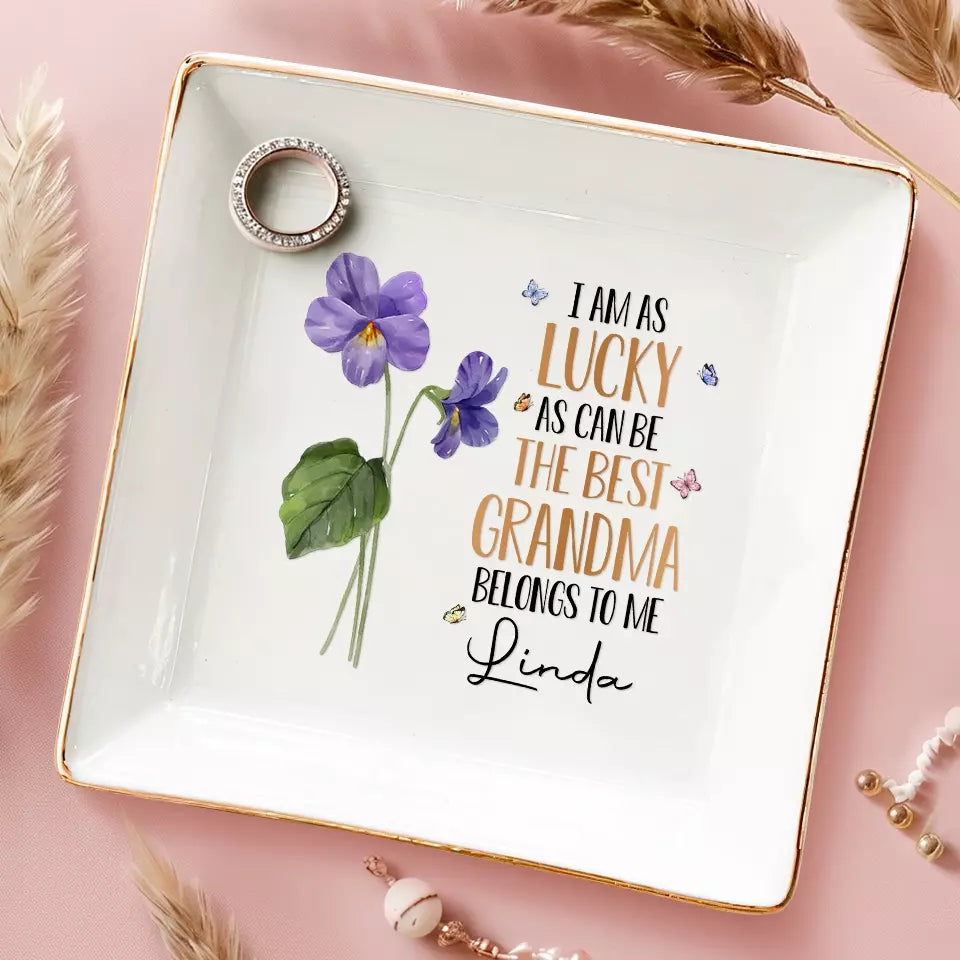 The Best Grandma Belongs To Me - Family Personalized Custom Jewelry Dish - Gift For Grandma