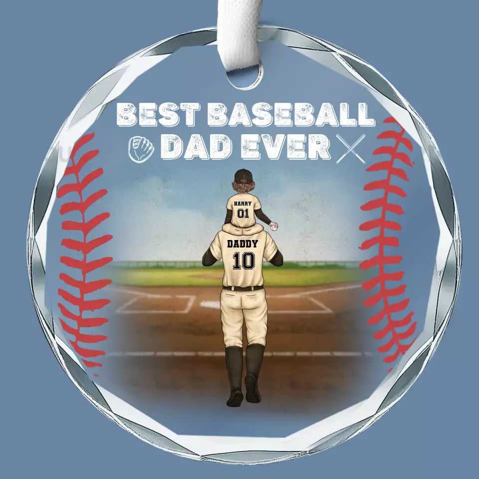 Best Baseball Dad Ever - Family Personalized Custom Circle Glass Ornament - Christmas Gift For Family Members, Sport Lovers, Sport Players