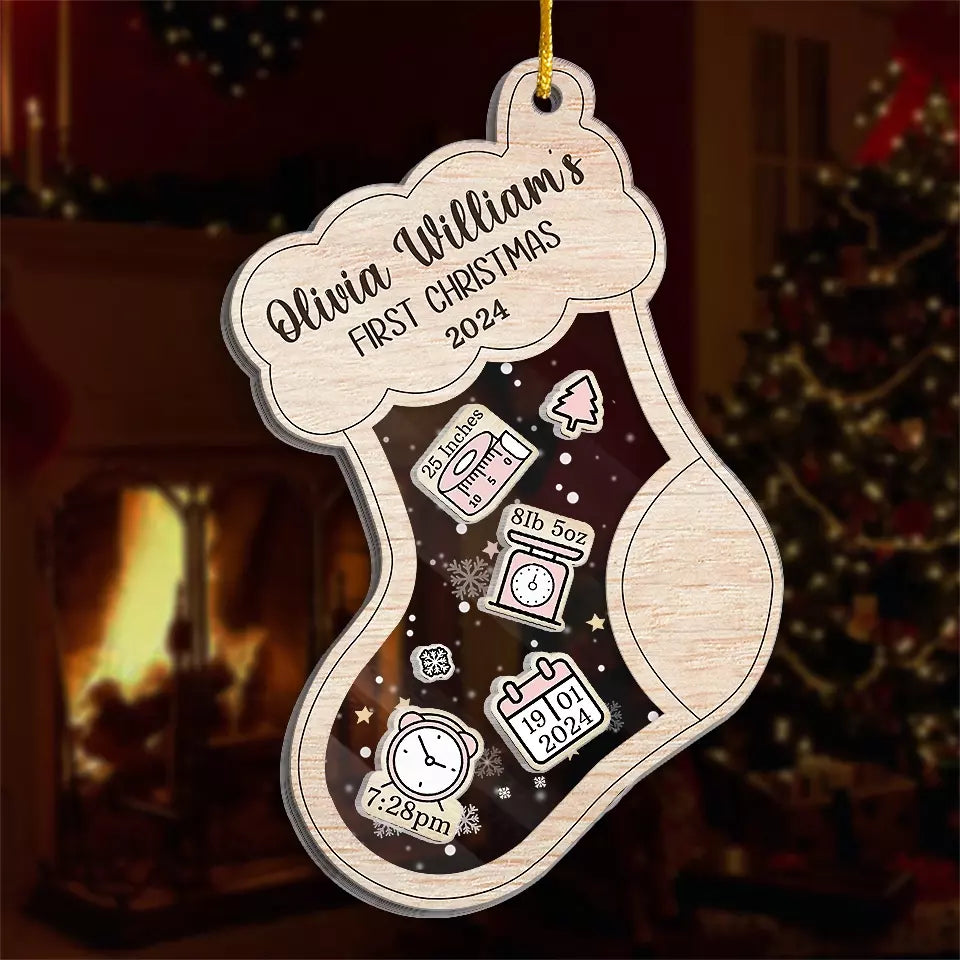 A Happy Baby Has Shining Eyes - Family Personalized Custom 3 Layers Shaker Ornament - Christmas  Gift For Baby Kids, Newborn Baby