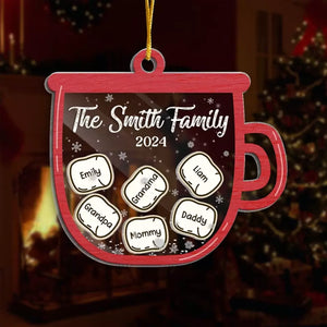 Family Love Is Lit Up Brightly - Family Personalized Custom 3 Layers Shaker Ornament - Christmas Gift For Family Members