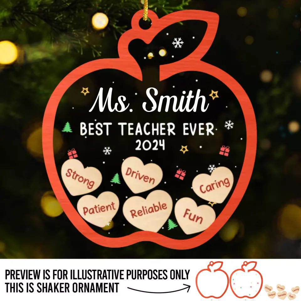 Best Teacher Ever - Teacher Personalized Custom 3 Layers Shaker Ornament - Christmas Gift For Teacher