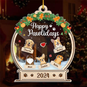 Happy Holidays - Dog & Cat Personalized Custom 3 Layers Shaker Ornament - Christmas Gift For Pet Owners, Pet Lovers