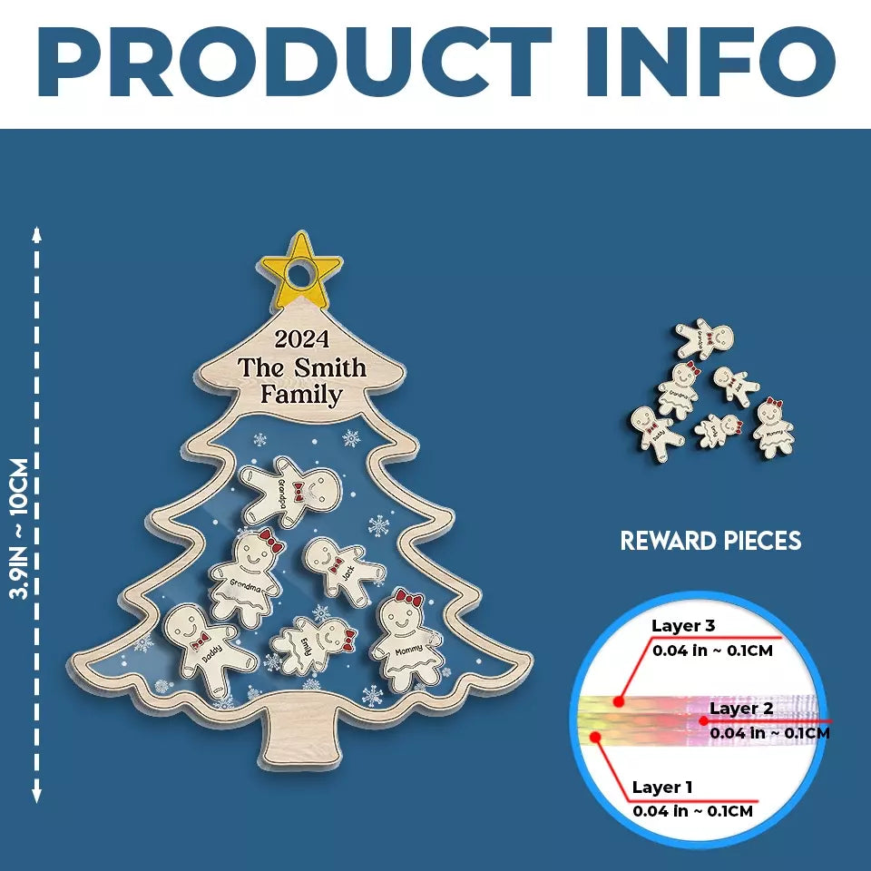 Sweet Gingerbread And Sweeter Family Moments - Family Personalized Custom 3 Layers Shaker Ornament - Christmas Gift For Family Members