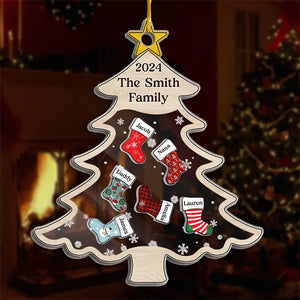 At Christmas, All Roads Lead Home - Family Personalized Custom 3 Layers Shaker Ornament - Christmas Gift For Family Members