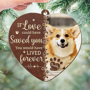 Custom Photo Forever In My Heart - Memorial Personalized Custom Leather Ornament - Christmas Gift, Sympathy Gift For Pet Owners, Pet Lovers