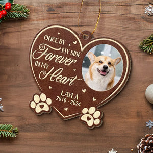 Custom Photo You Left Paw Prints On My Heart - Memorial Personalized Custom Leather Ornament - Christmas Gift, Sympathy Gift For Pet Owners, Pet Lovers