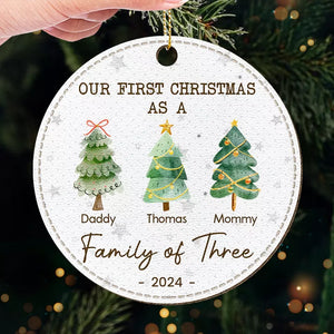 A Family That Laughs Together, Stays Together - Family Personalized Custom Leather Ornament - Christmas Gift For Family Members, Baby Kids, Newborn Baby