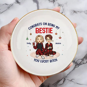 Christmas Lights And Best Friend Vibes - Bestie Personalized Custom Jewelry Dish - Christmas Gift For Best Friends, BFF, Sisters