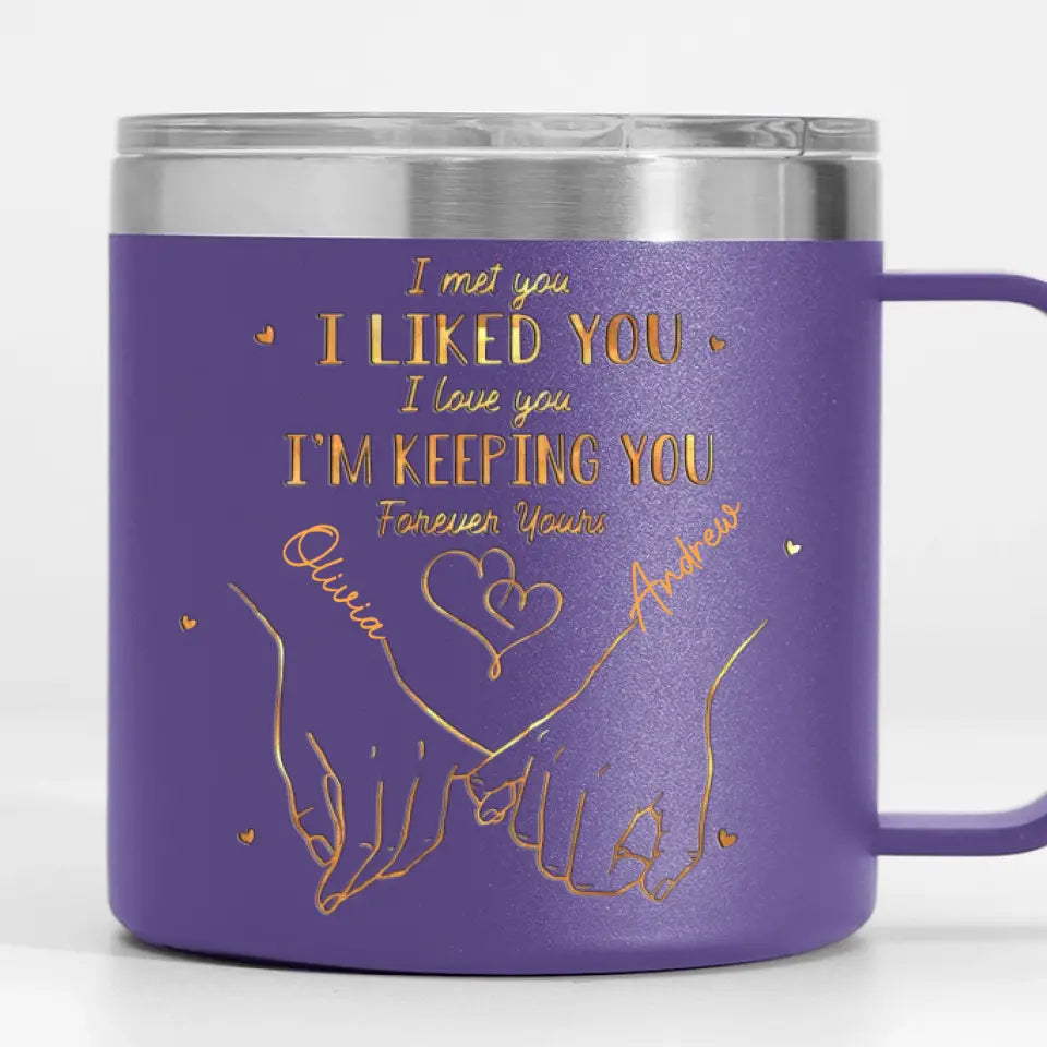 You're Always My Favorite Person - Couple Personalized Custom 14oz Stainless Steel Tumbler With Handle - Gift For Husband Wife, Anniversary