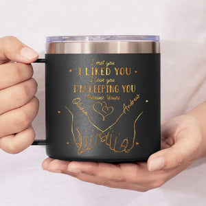 You're Always My Favorite Person - Couple Personalized Custom 14oz Stainless Steel Tumbler With Handle - Gift For Husband Wife, Anniversary