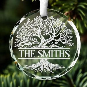 Roots That Bind Us, Branches That Reach Skyward - Family Personalized Custom Circle Glass Ornament - Christmas Gift For Family Members