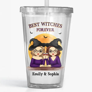 The Best Witches Forever - Bestie Personalized Custom Clear Acrylic Tumbler - Halloween Gift For Best Friends, BFF, Sisters