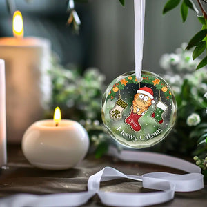 All I Want For Christmas Is Meow - Cat Personalized Custom Circle Glass Ornament - Christmas Gift For Pet Owners, Pet Lovers