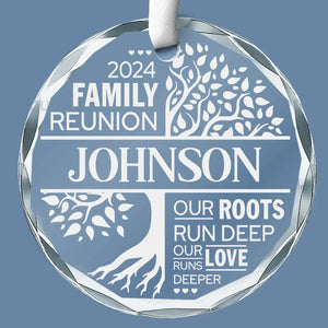 Our Roots Run Deep Our Love Runs Deeper - Family Personalized Custom Circle Glass Ornament - Christmas Gift For Family Members