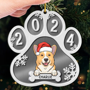 Merry Christmas, My Furry Friend! - Dog Personalized Custom Ornament - Metal Custom Shaped - Christmas Gift For Pet Owners, Pet Lovers