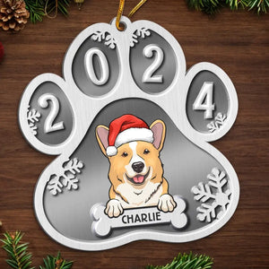 Merry Christmas, My Furry Friend! - Dog Personalized Custom Ornament - Metal Custom Shaped - Christmas Gift For Pet Owners, Pet Lovers