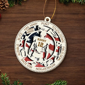 Our Love Is A Home Run - American Football Personalized Custom Leather Ornament - Christmas Gift For Sport Lovers, Sport Players