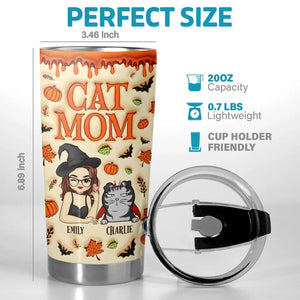 Cute Witch Cat Halloween - Cat Personalized Custom 3D Inflated Effect Printed Tumbler - Halloween Gift For Pet Owners, Pet Lovers